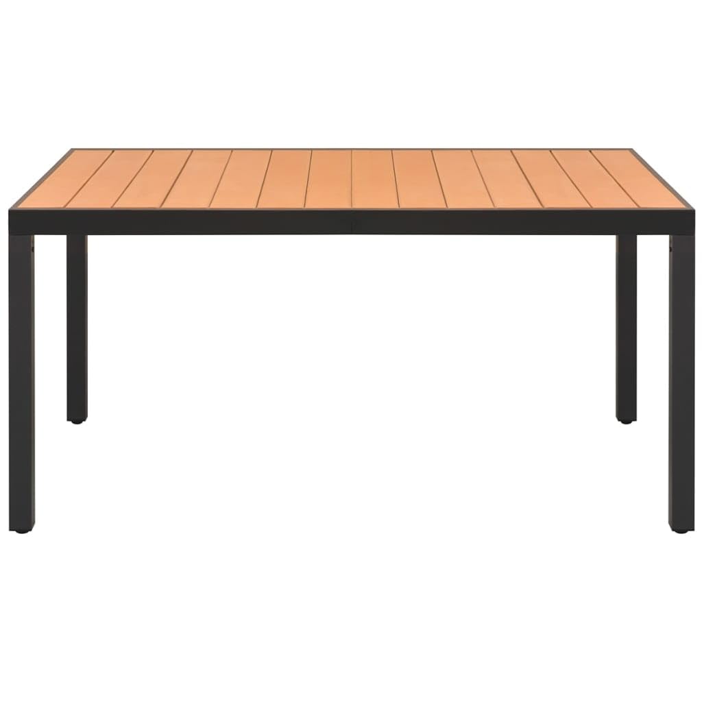 Outdoor Patio Dining Table - 59" Brown Aluminum & WPC Weather-Resistant