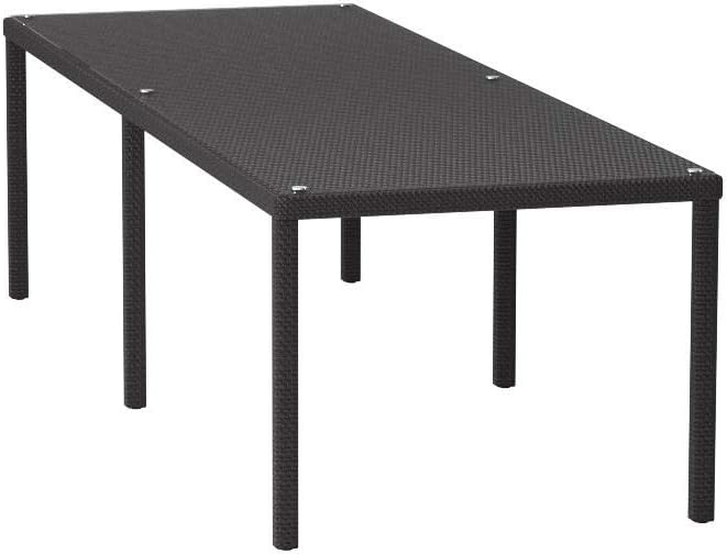 114" Espresso Wicker Rattan Rectangular Outdoor Patio Dining Table