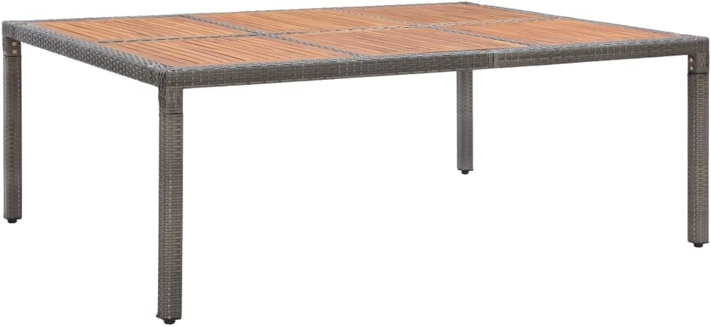 Outdoor Garden Dining Table - Grey & Natural Wood Finish
