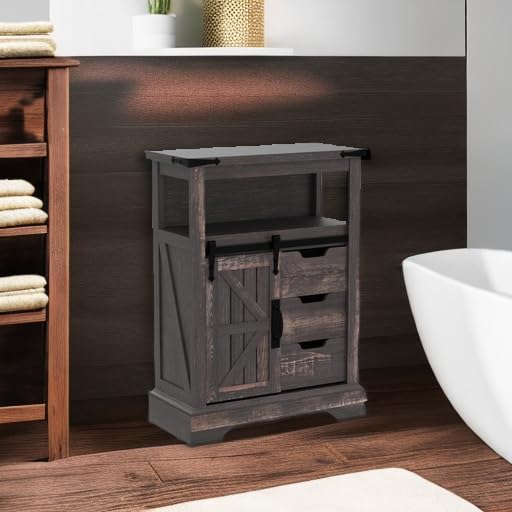Bathroom Floor Cabinet, Farmhouse Storage Cabinet