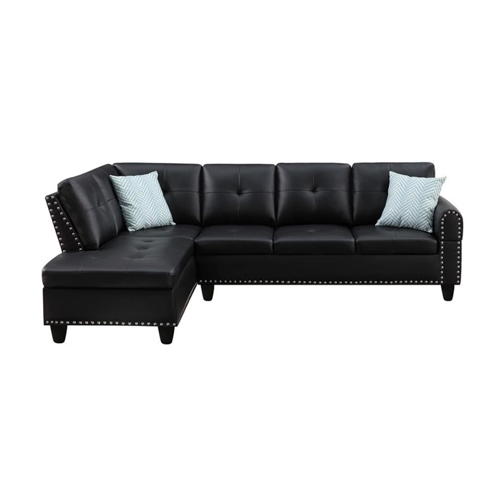 Transitional PU Faux Leather Sectional Sofa with Lift-top Storage Ottoman