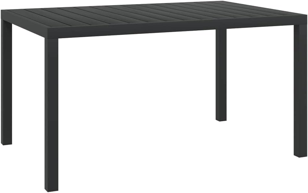 Black Aluminum WPC Outdoor Patio Dining Table - 59.1" x 35.4" Weather Resistant