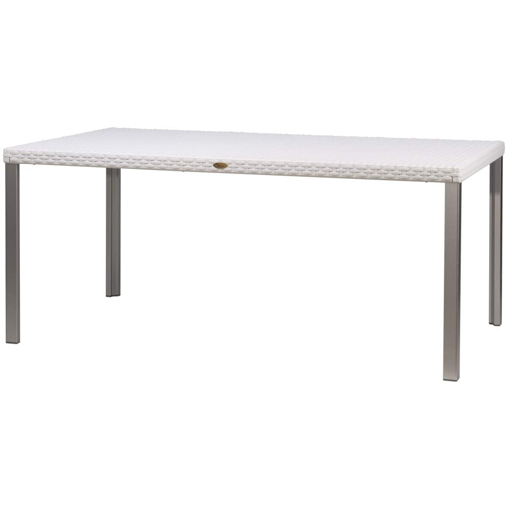 Oslo Family White_Rattan Dinning Table W/Alum Tube