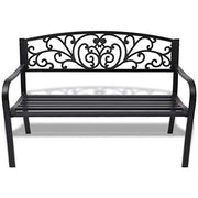 Garden Bench 50" Cast Iron Black Outdoor Romantic Porch Park Chair