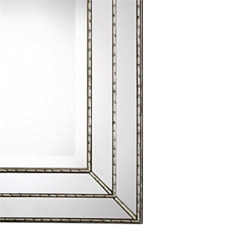 BOWERY HILL Grooved Metal Mirror in Metallic Silver