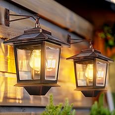 2 Pack Solar Wall with Replaceable Bulb, Outdoor Hanging Solar Lights