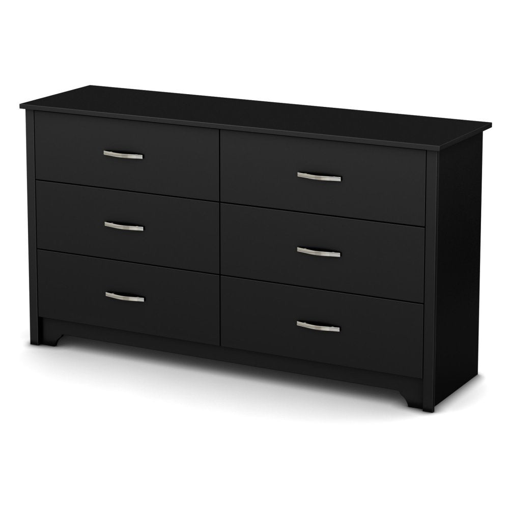 FURNITURE Fusion 6-Drawer Double Dresser Pure Black