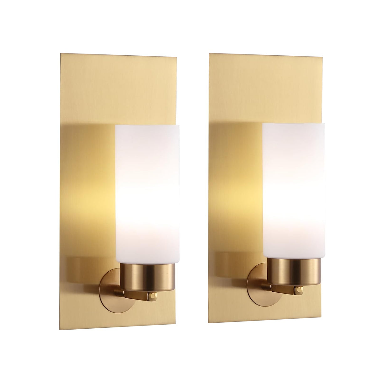 Brushed Brass Gold Wall Sconces Set of Two Modern Mid Century Bathroom Vanity Light