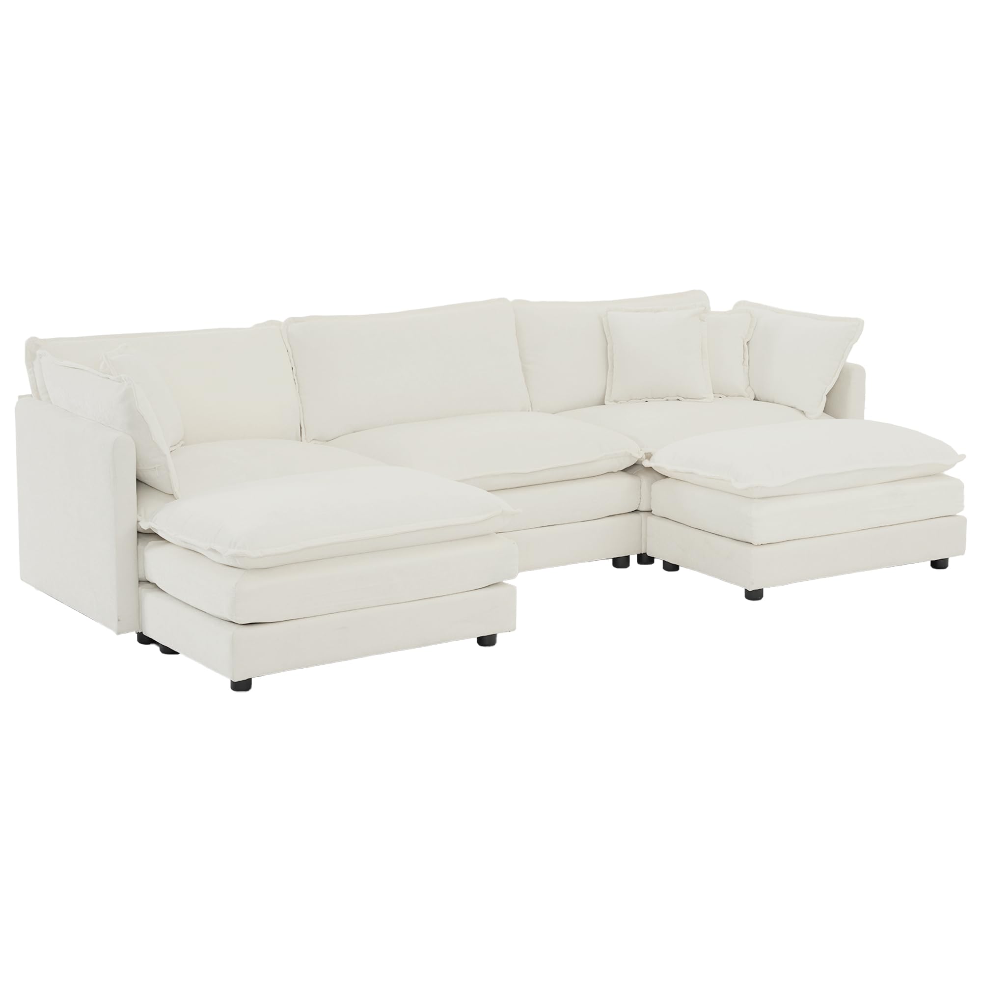 Chenille U-Shaped Modular Sectional Couch, Modern Comfy