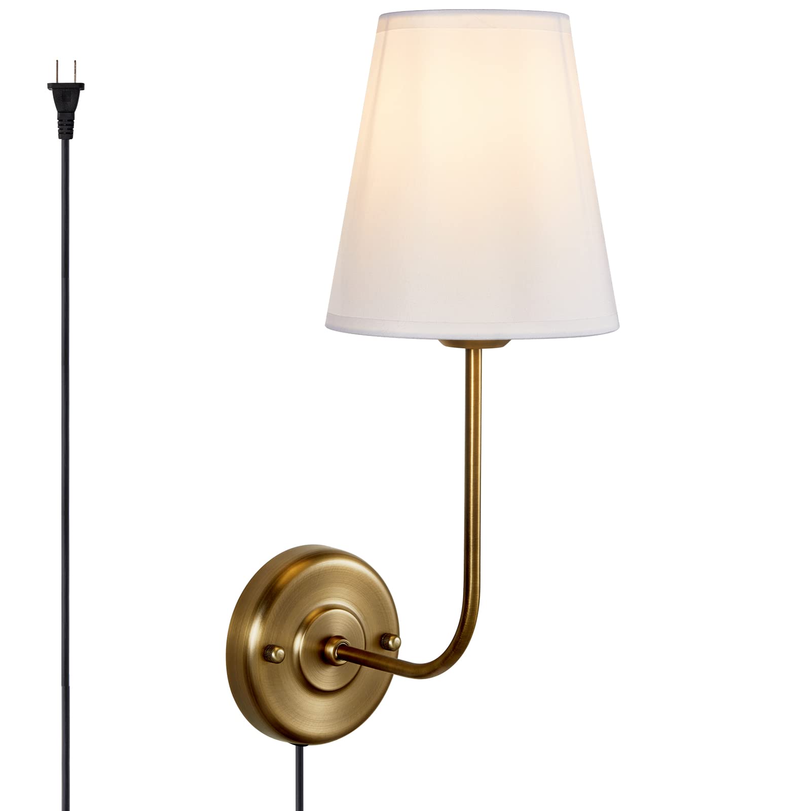 Wall Sconce Set of Two 2 Pack Pulg in Antique Brass Lightfixture Vintage Industrial Wall Light