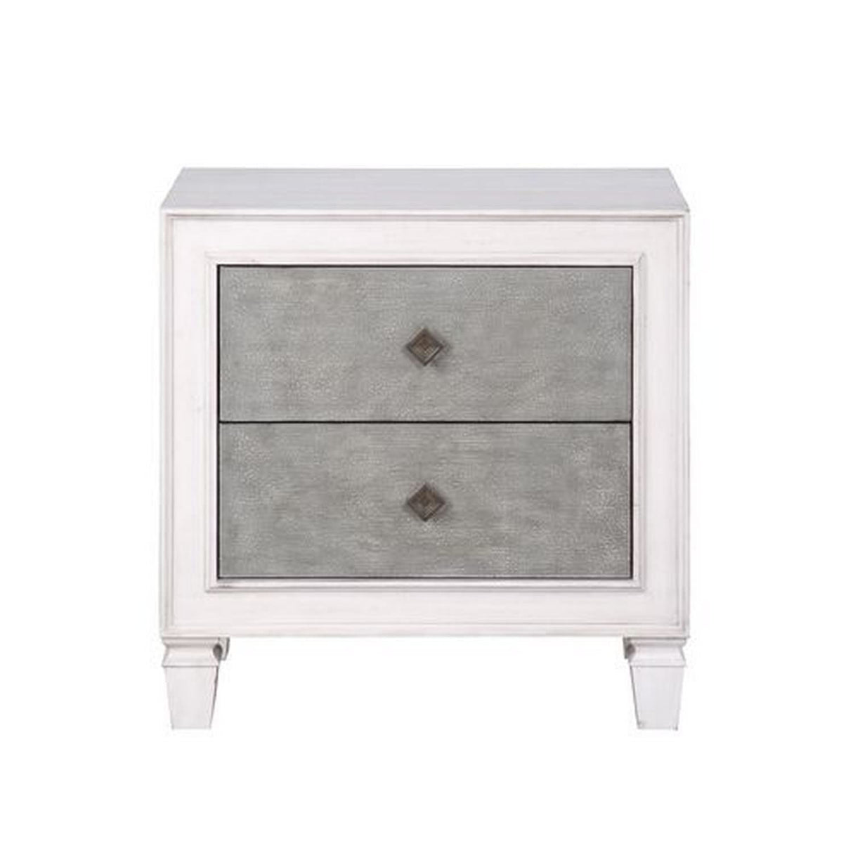 BM262113 Nightstand with 2 Drawers & Diamond Handle Gray