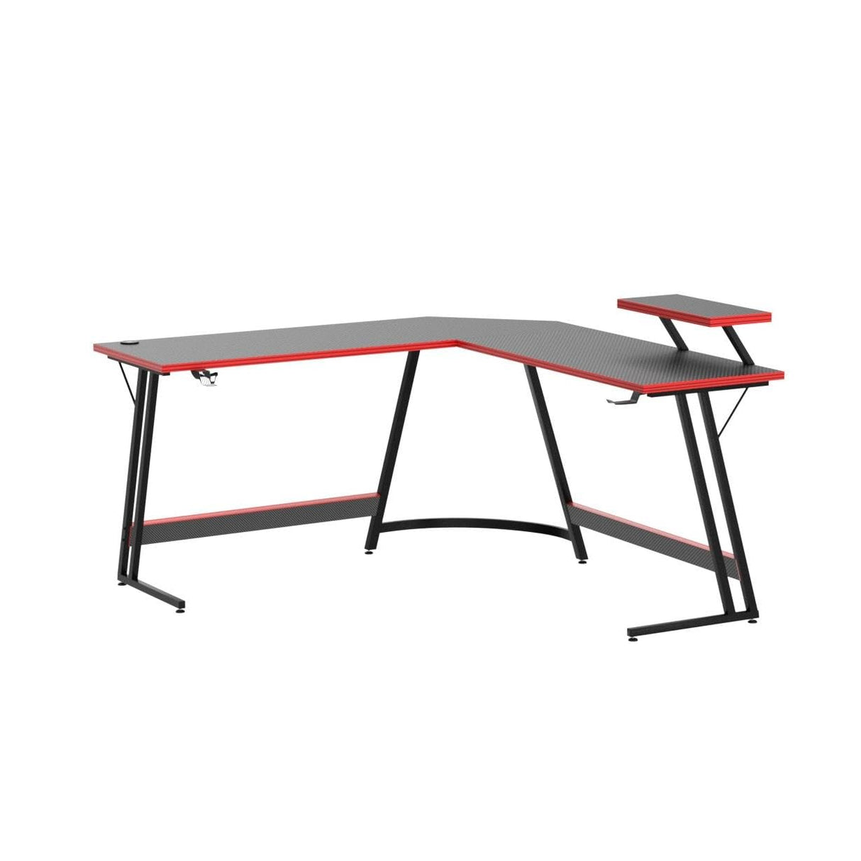 L Shaped Gaming Desk with LED Lights & Power Outlet, Fiber Surface Computer Table