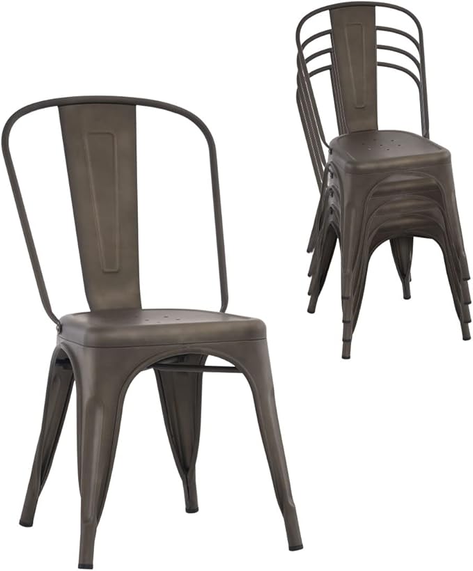 Metal Dining Chair Farmhouse Tolix Style for Kitchen Dining Room Café Restaurant Bistro