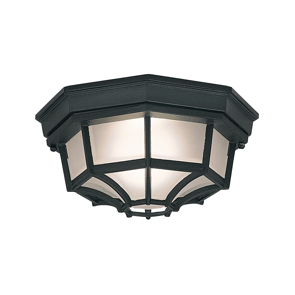 2067-BK Builder Cast Outdoor Flush Mount Ceiling Light, 10.5 in W, Black