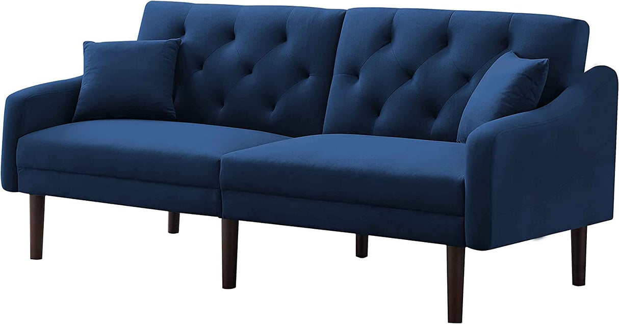 Convertible Futon Sofa Bed & Upholstered Velvet Loveseat Folding Sleeper Couch