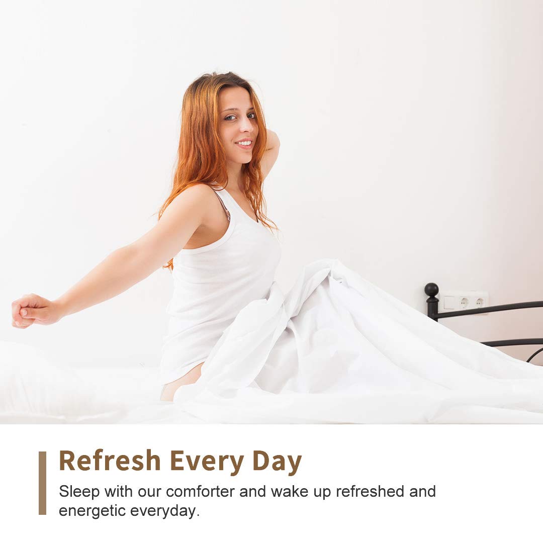 DWR 100% Cotton Fabric Covered Lightweight Down Alternative Comforter Queen, Ultra-Soft Skin-Friendly Cloud Breathable Eucalyptus Microfiber Filled Duvet Insert for Hot Sleeper (88x88, White)