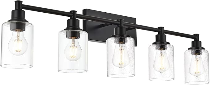 Mid Century Modern Wall Mount Light Matte Black 4-Light Bathroom Vanity Light