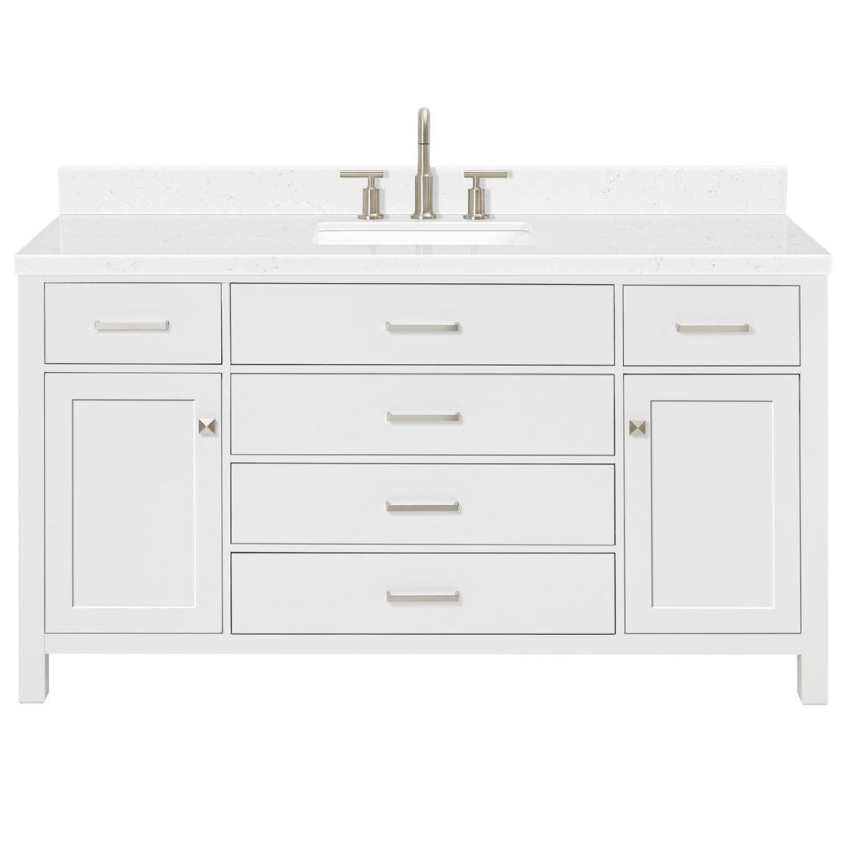 Bristol 60 in. Single Rectangle Sink Bathroom Vanity with Carrara White