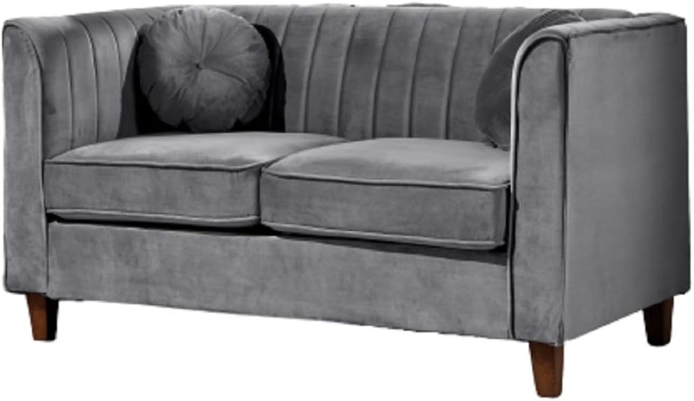 55" Chesterfield Velvet Loveseat with Vertical Channel Tufted Backrest