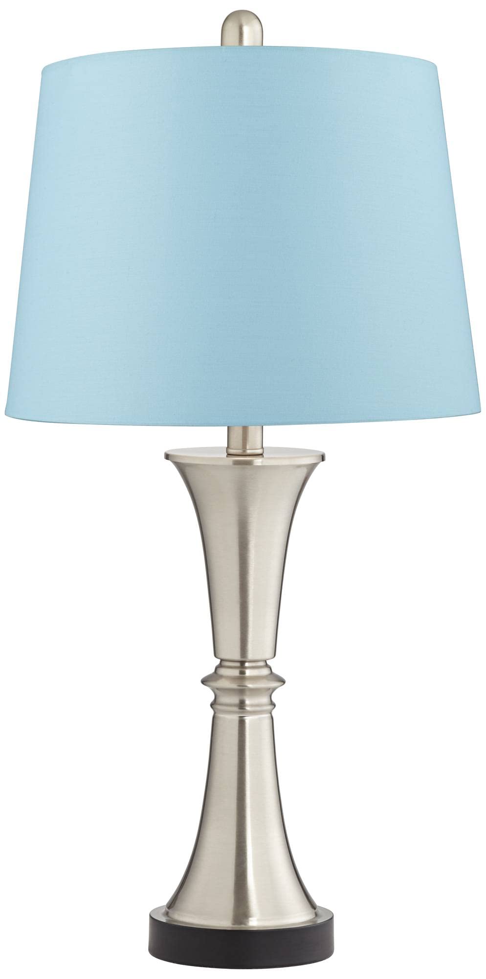 Seymore Modern Table Lamps 26" Tall Set of 2 with USB Charging Port Silver