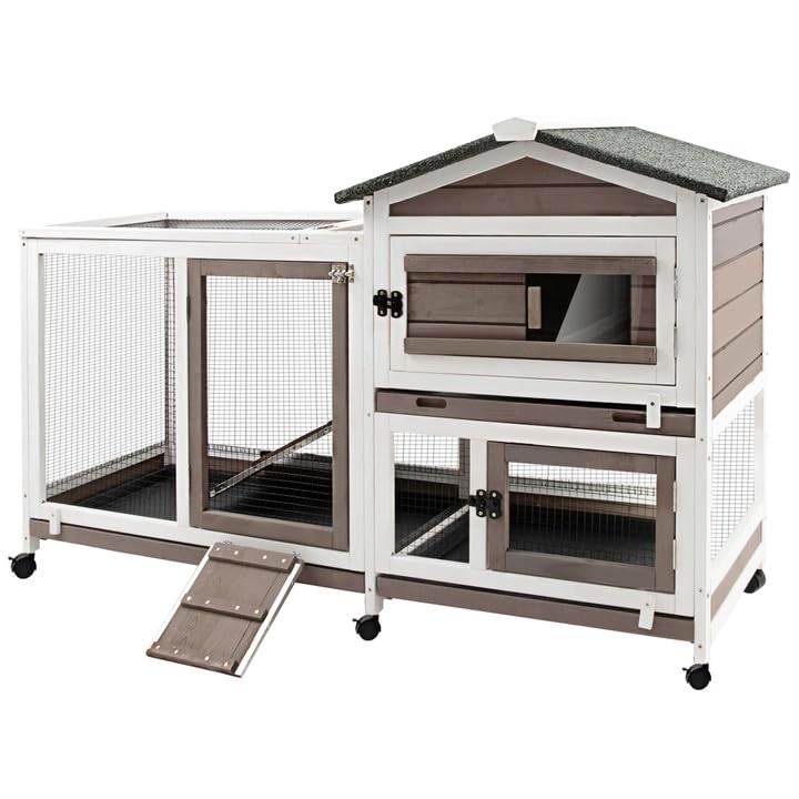 Rabbit Hutch Indoor Outdoor Two Story Bunny Hutch