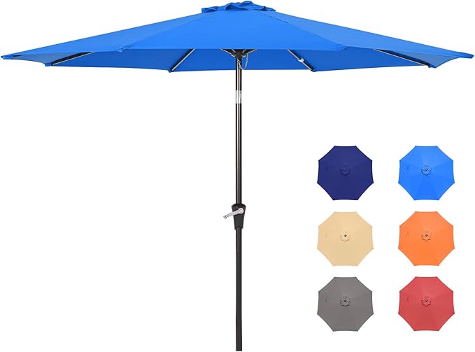 9FT Patio Umbrellas, Outdoor Patio Table Umbrella with Tilt Adjustment and Crank Lift System for Ourdoor Patio, Lawn, Backyard, Pool, Market, Navy Blue