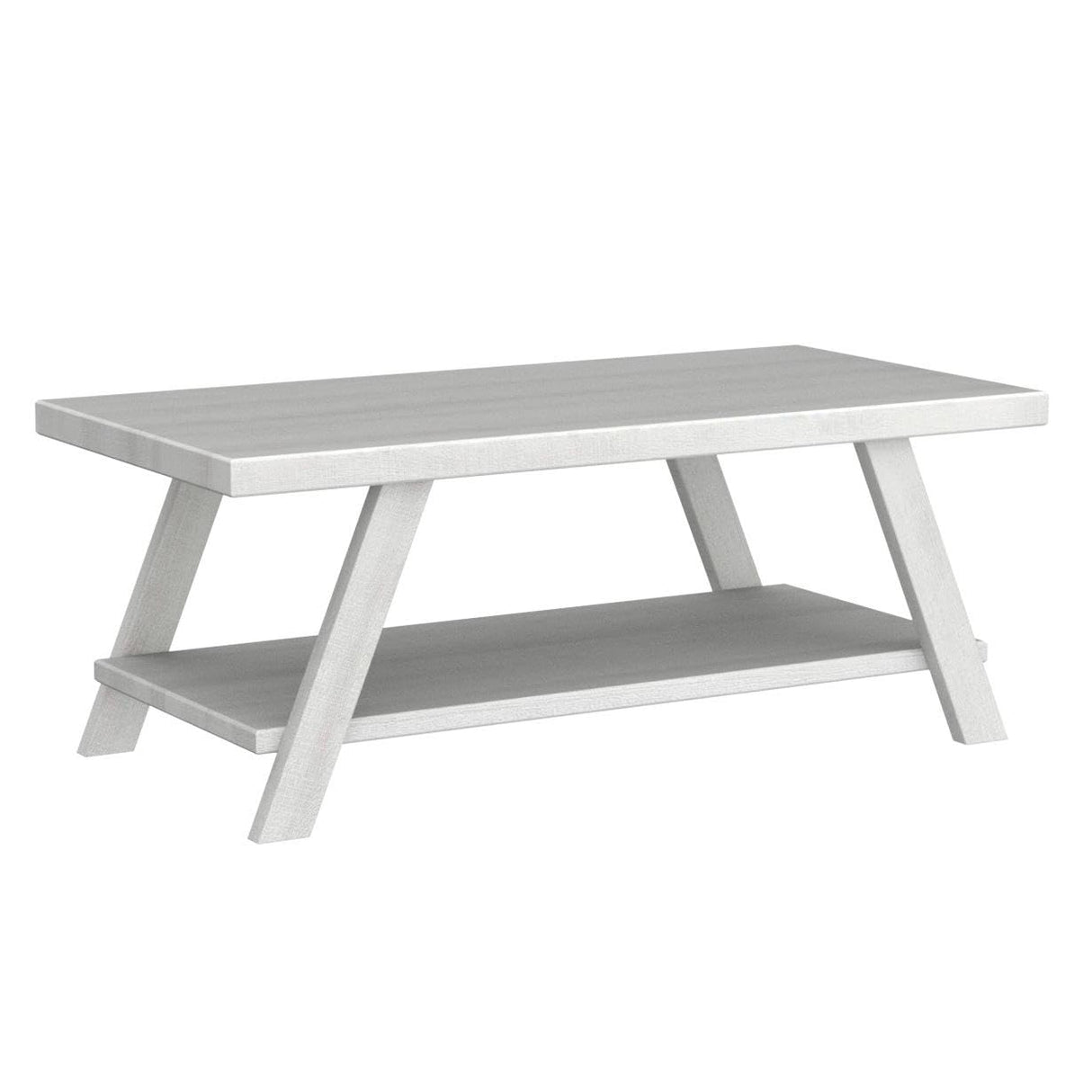 Athens Contemporary Wood Shelf Coffee Table, White
