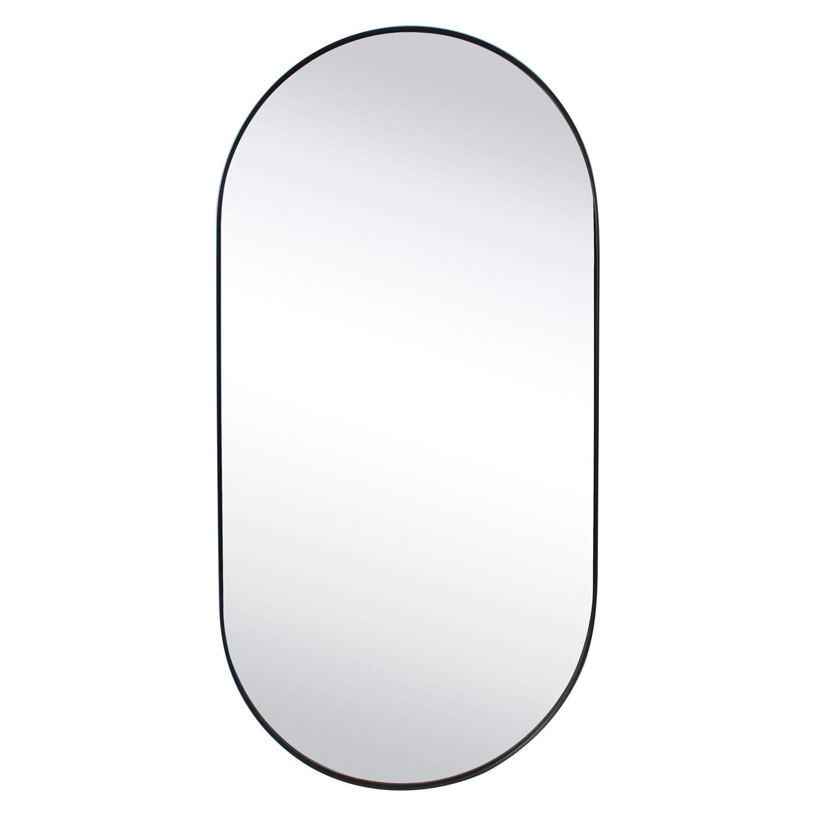 Black Oval Bathroom Mirror  Pill Shaped Oblong Vanity Mirror Metal Framed