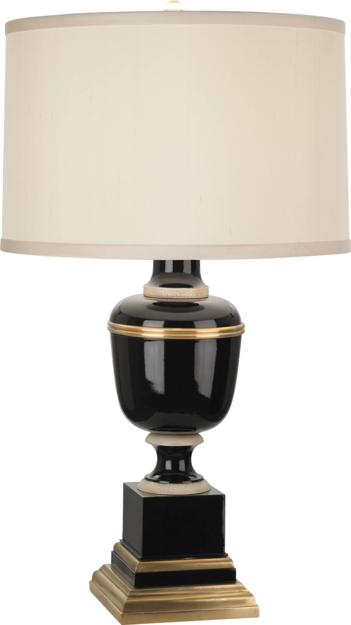 2507X Lamps with Cloud Cream Silk Shades, Ivory Crackle/Black Lacquered Paint/Natural