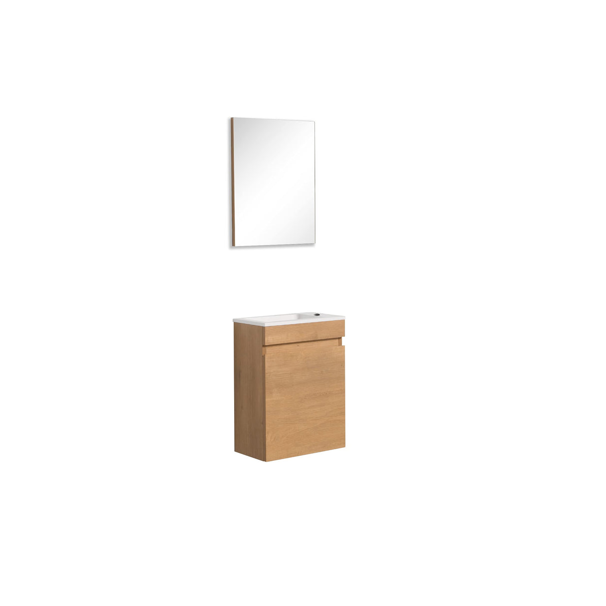 16" Floating Bathroom Vanity Set with Mirror, Wood Modern Design Wall Mounted