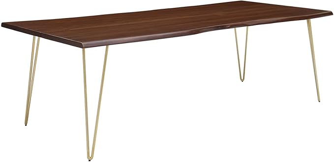 96" Live Edge Acacia Wood Rectangular Dining Table in Black Walnut