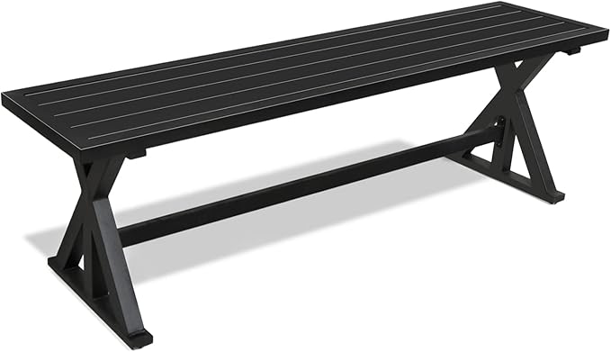 61" Patio Benches 2-3 People Dining Metal Backless Bench