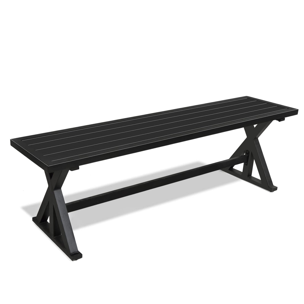 61" Patio Benches 2-3 People Dining Metal Backless Bench