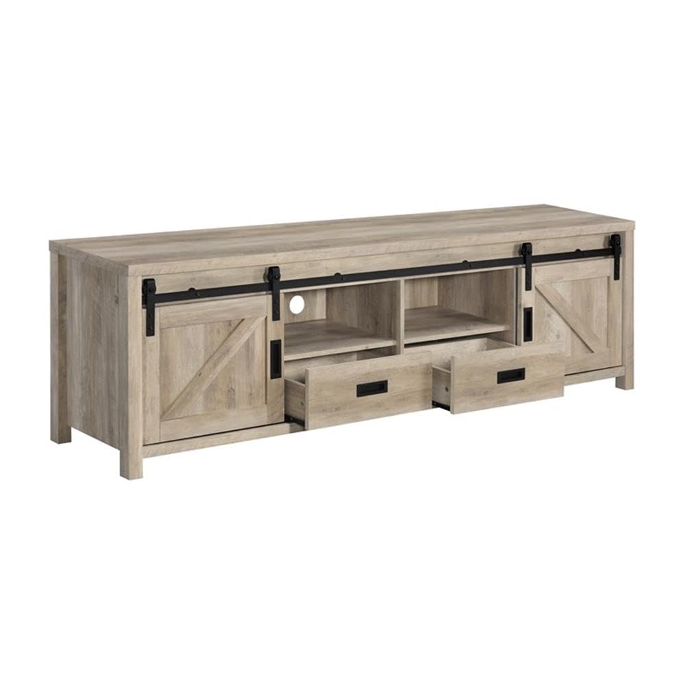 Madra Rectangular TV Console with 2 Sliding Doors Antique Pine