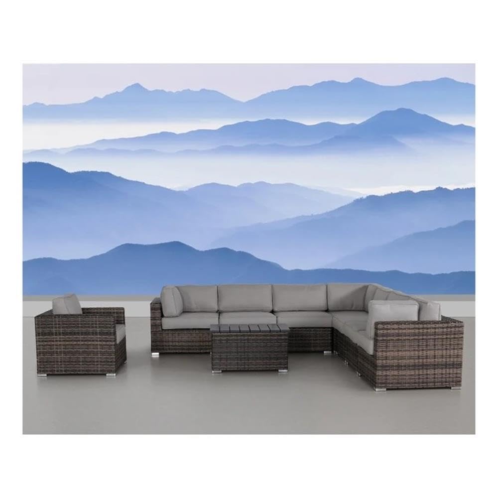 9-Piece Wicker/Rattan Sectional Set in Espresso