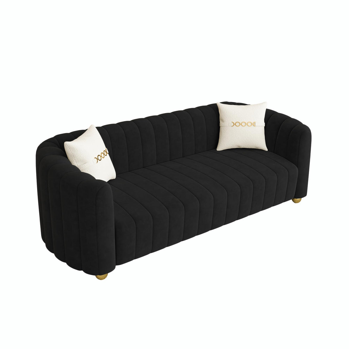 83'' Luxury Velvet Sofa Mid Century Modern 3 Seat Couch for 3 Person Fashion Comfy Couches