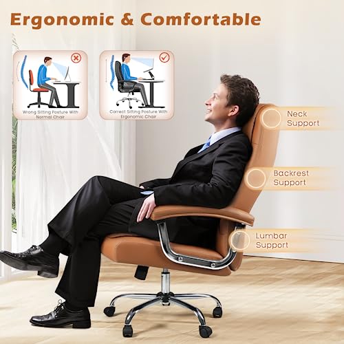 Big and Tall Office Chair,350lbs Leather Office Chair for Heavy People