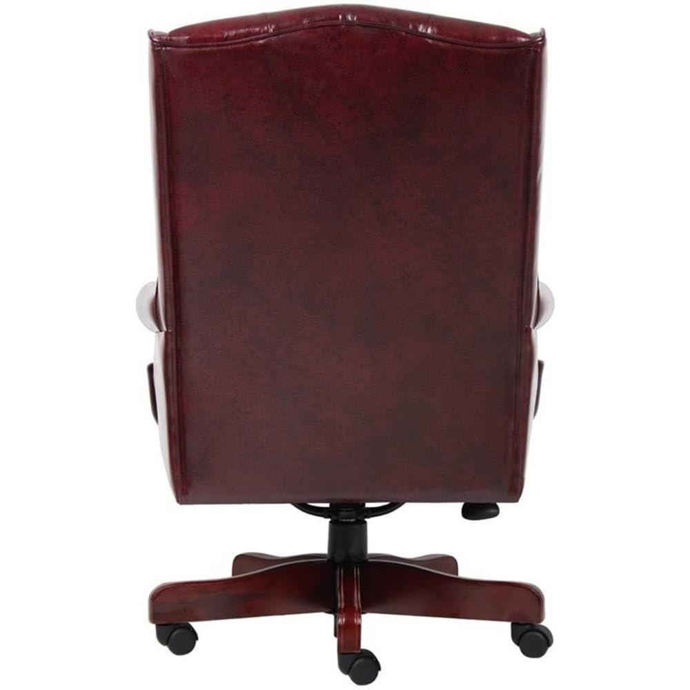 Traditional Faux Leather High Back Tufted Executive Chair - Red