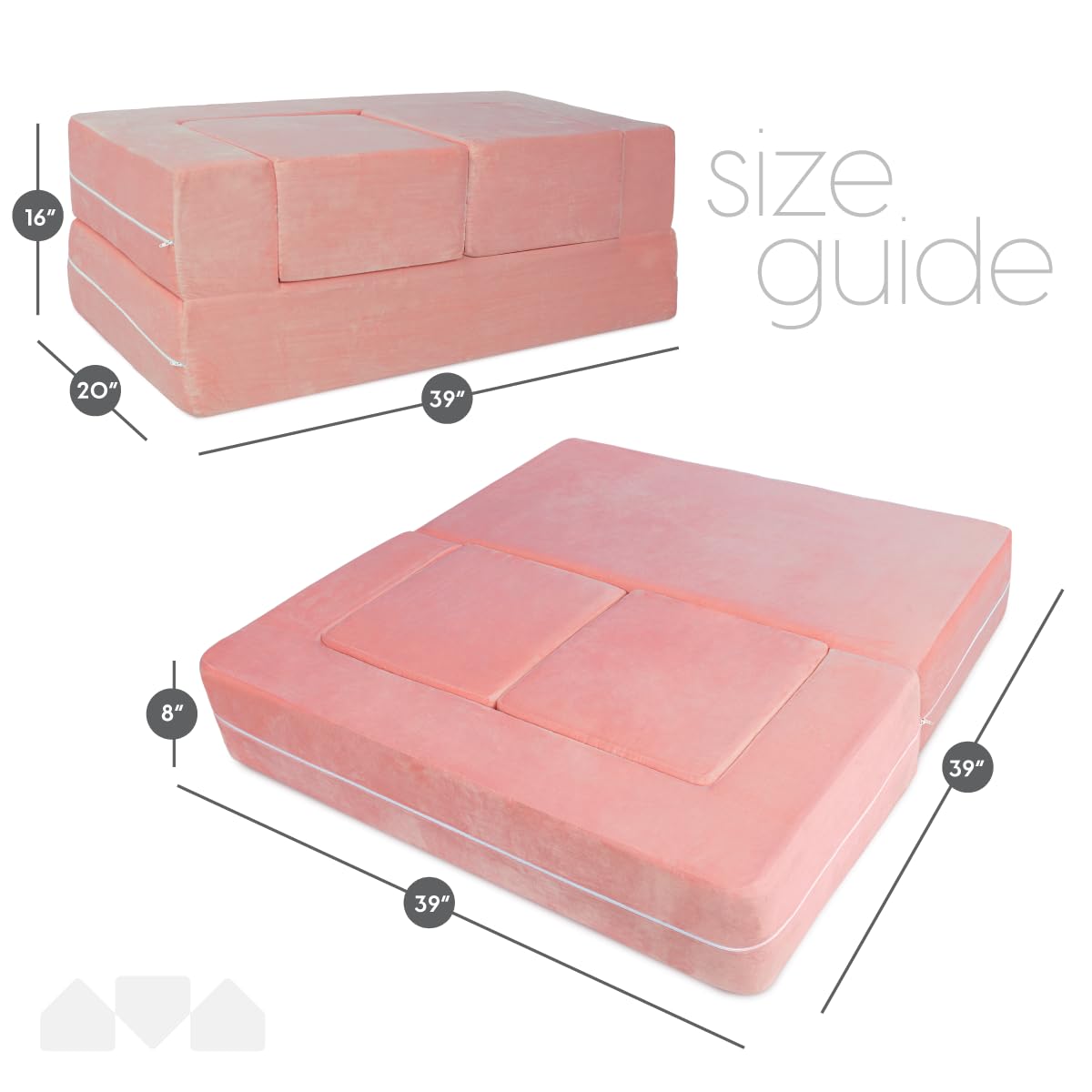 Modular Kids Sofa for Toddler and Baby Playroom/Bedroom Furniture (Pink) with Bonus