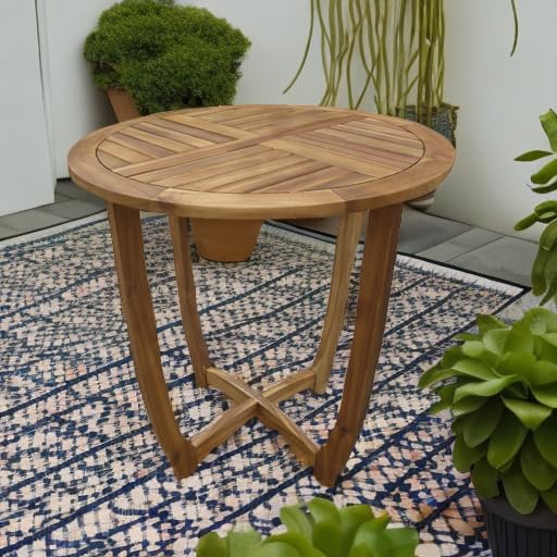 Carina Accent Round Table, Teak Finish Brown