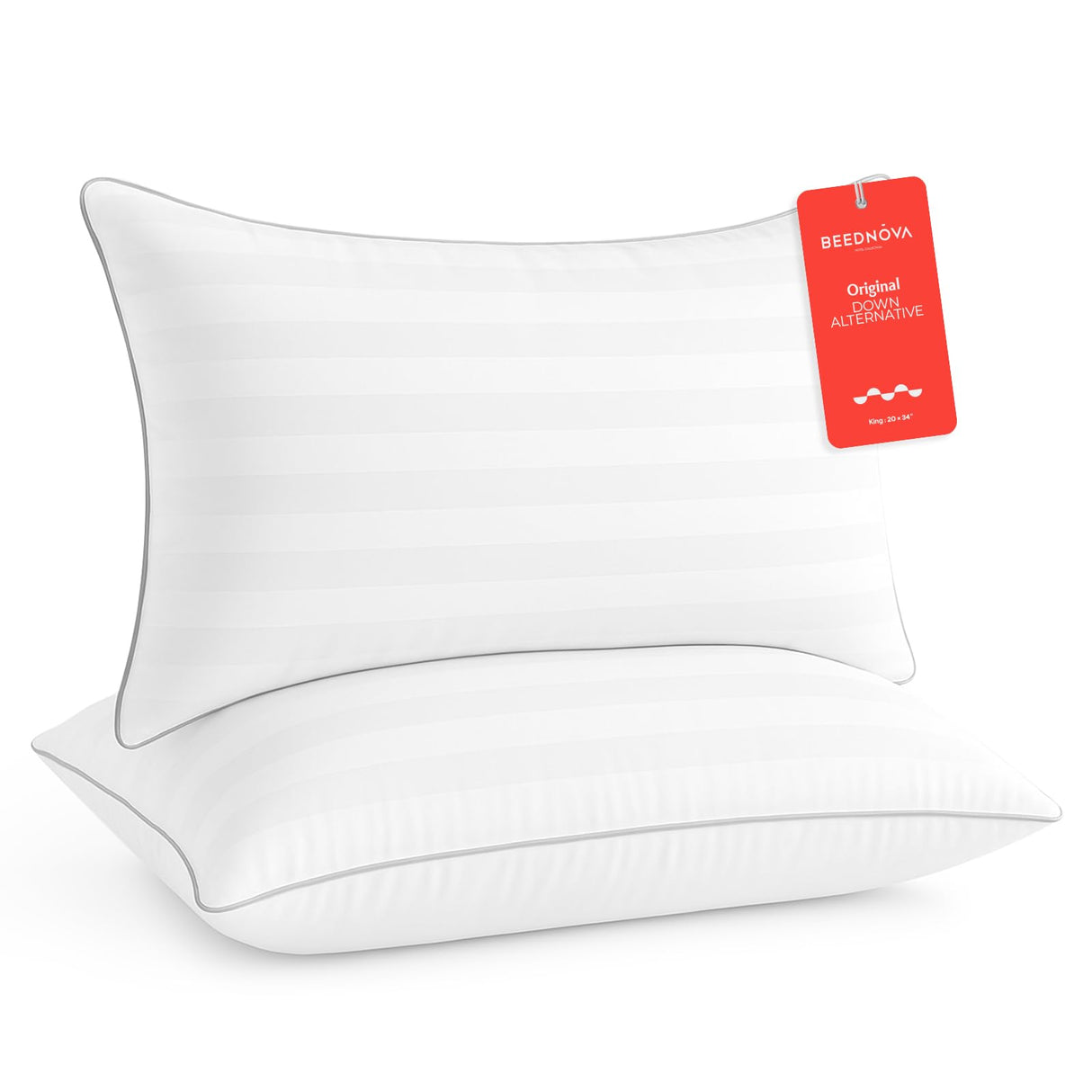 Hotel Collection Fluffy Bed Pillows King Size Set of 2- Down Alternative Pillow-Best Soft Pillows