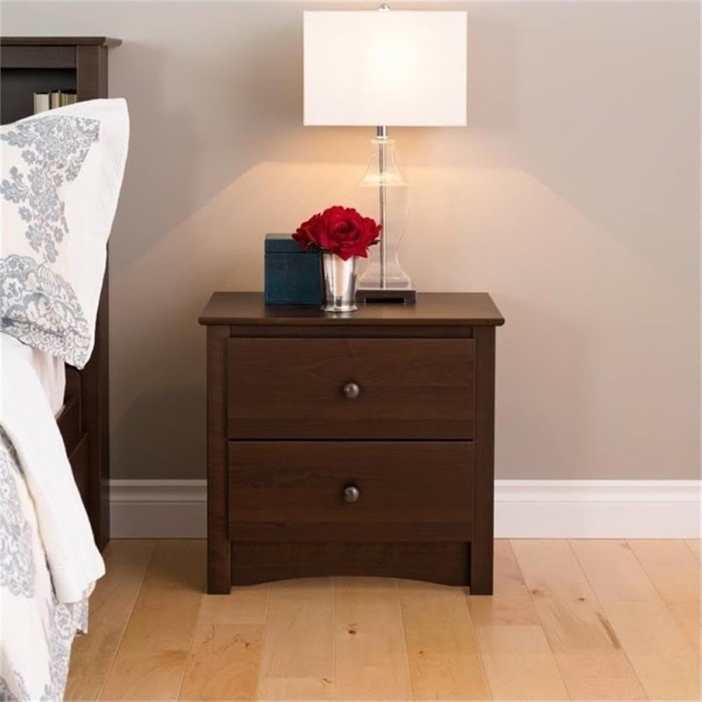 2-Drawer Contemporary Composite Wood Nightstand