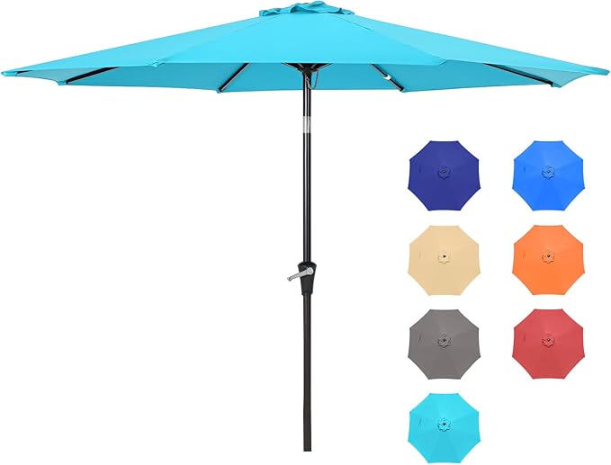 9FT Patio Umbrellas, Outdoor Patio Table Umbrella with Tilt Adjustment and Crank Lift System for Ourdoor Patio, Lawn, Backyard, Pool, Market, Navy Blue