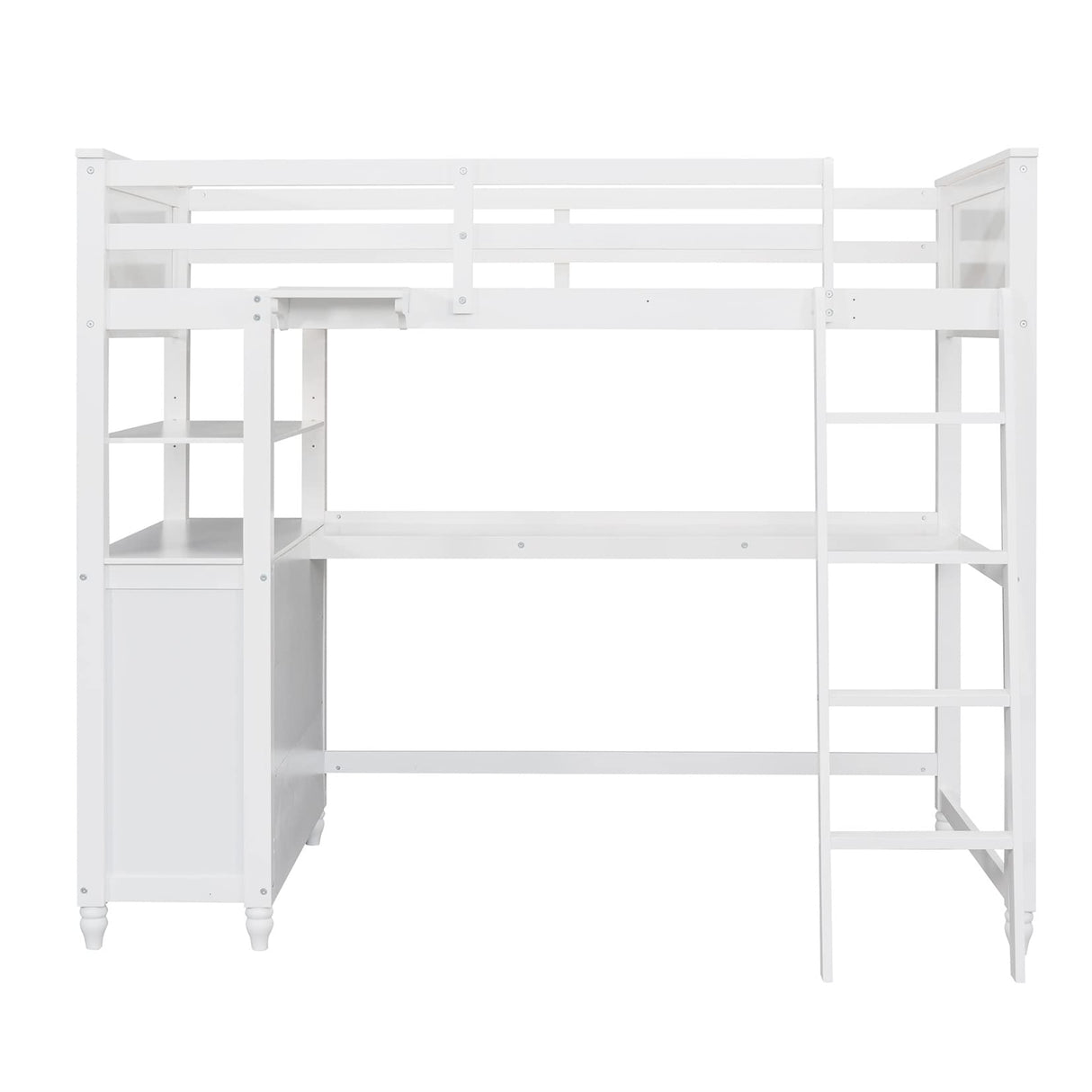 Twin Loft Bed with Desk and Storage Drawers Wood High Loft Beds Frame