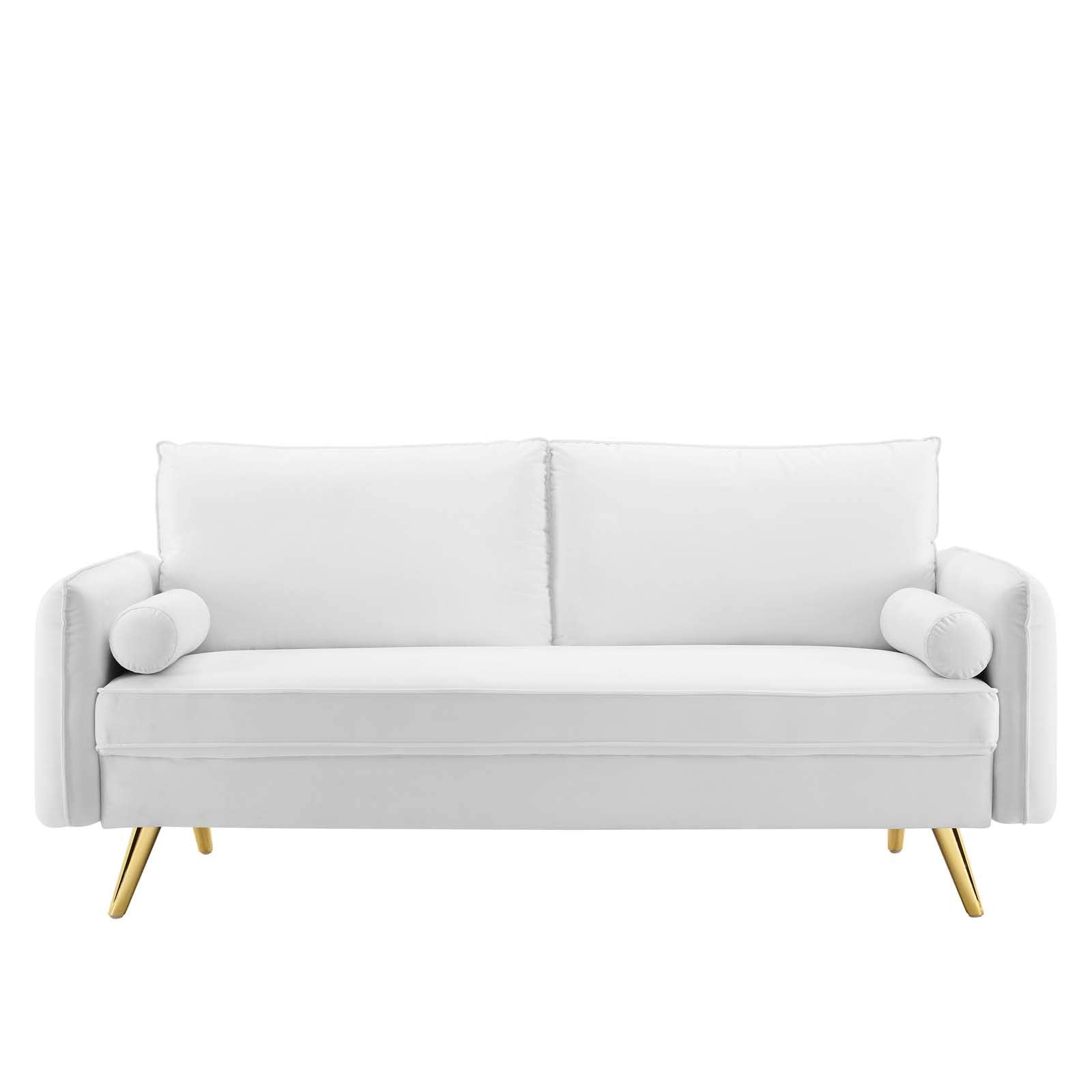 Revive Performance Velvet Sofa, White