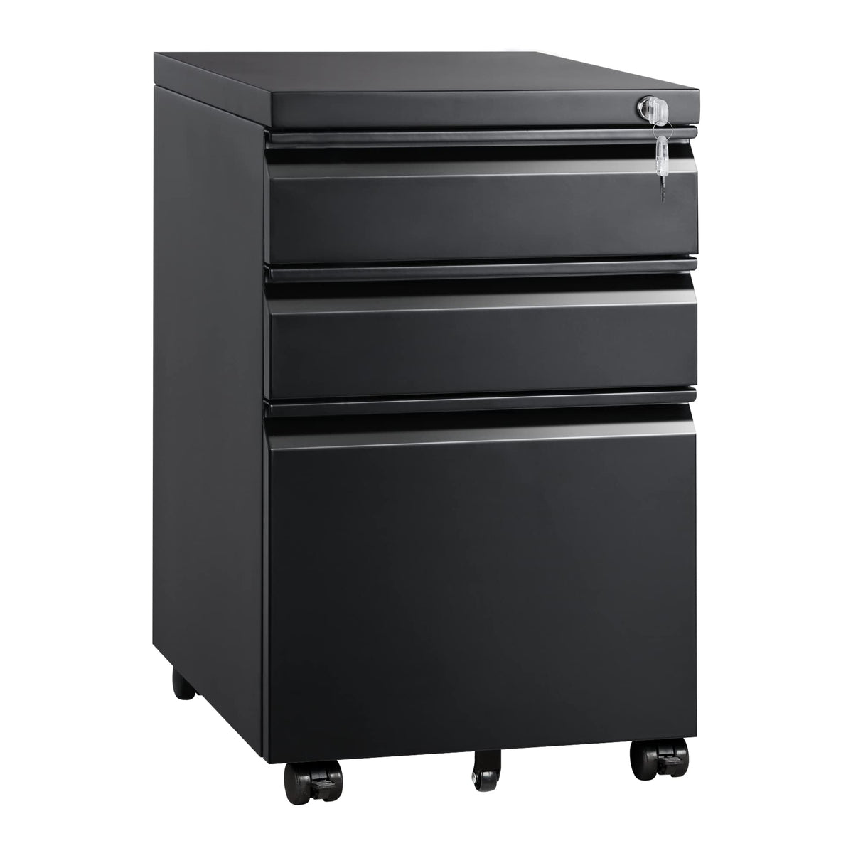 3 Drawer Mobile File Cabinet with Lock, Under Desk Metal Filing