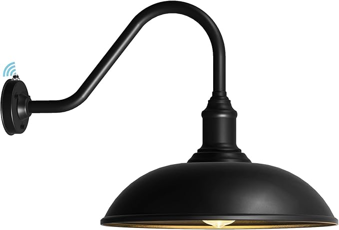 Outdoor Barn Light - 18 Inch Dusk to Dawn Large Exterior Fixture with Extended Arm Gooseneck Light