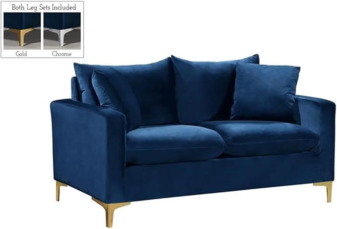 Naomi Collection Modern | Contemporary Green Velvet Upholstered Loveseat
