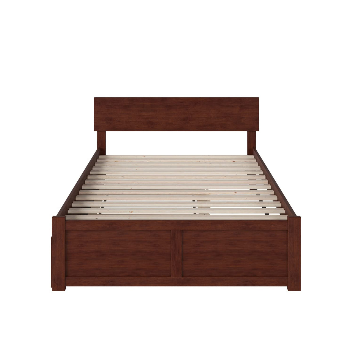 Platform Bed with Flat Panel Footboard and Turbo Charger with Urban Trundle Walnut