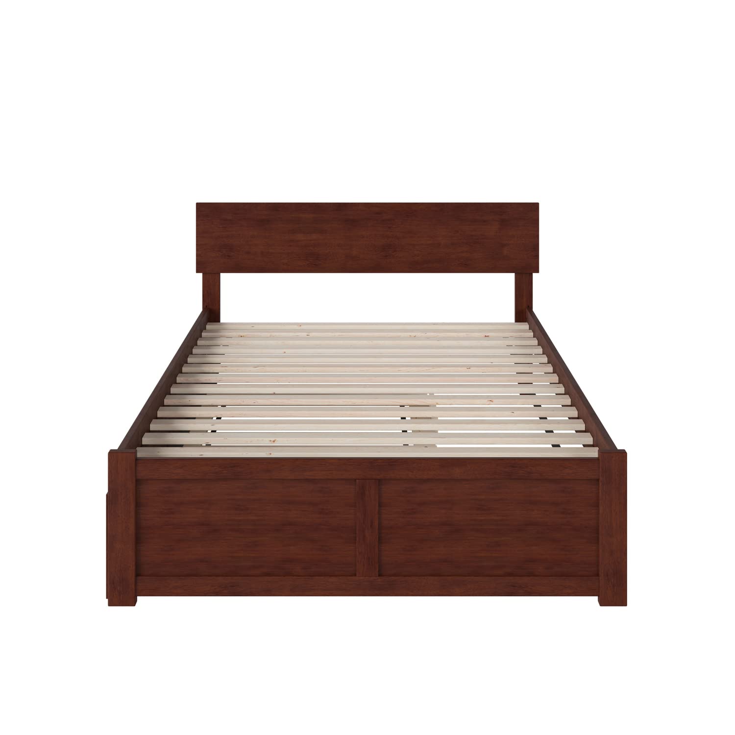 Platform Bed with Flat Panel Footboard and Turbo Charger with Urban Trundle Walnut